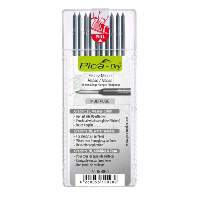Dry Graphite Refill - 10 Piece - Color:Black - Types:2B - Soft